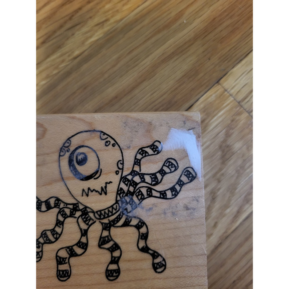 Octopus Creature Rubber Stamp – Doodle Style – Wood Block Stamp – Scrapbooking - Picture 2 of 3